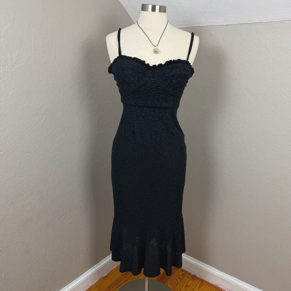 Hutch | Charcoal Heather Ruffle Hem Midi Dress Size XS